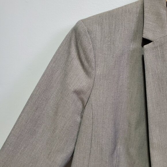 RW & CO. RW&CO. One Button Fitted Blazer Suiting Stretch Lined Tan Grey Women 10 - Picture 4 of 16